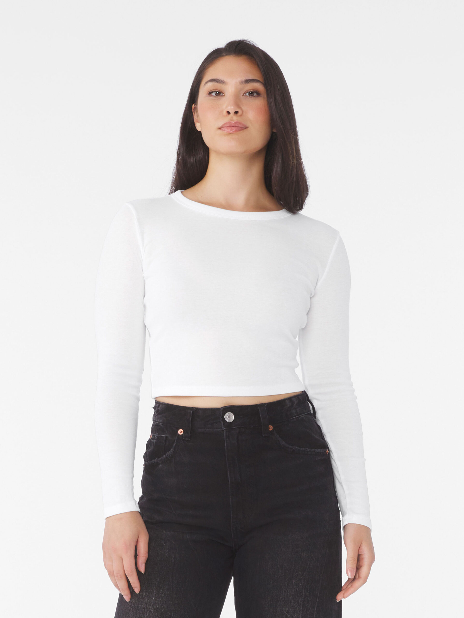 women’s micro rib long sleeve baby tee women’s micro rib long sleeve baby tee