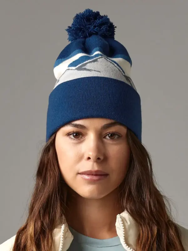 mountain peaks pom pom beanie