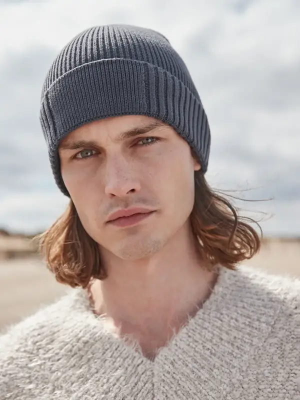organic cotton engineered patch beanie