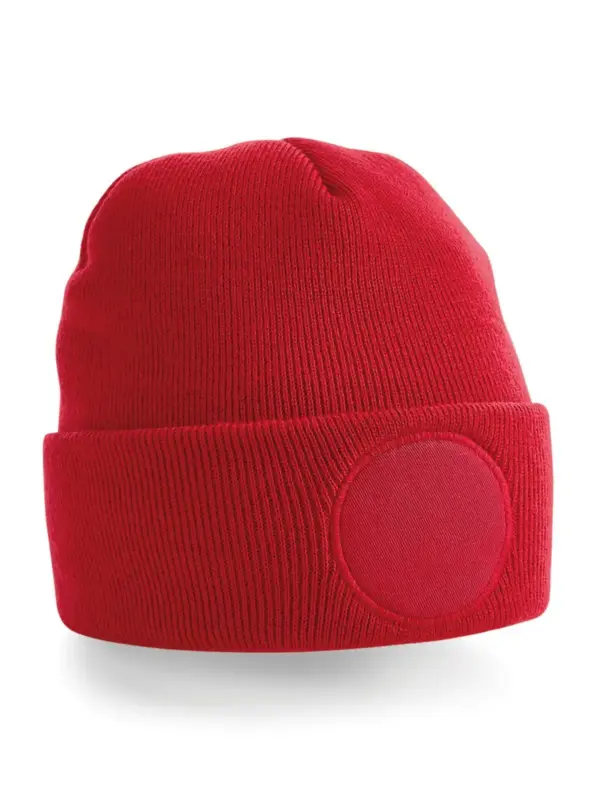 circular patch beanie