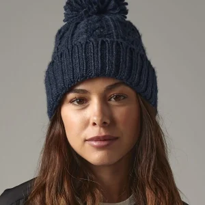 cable knit melange beanie