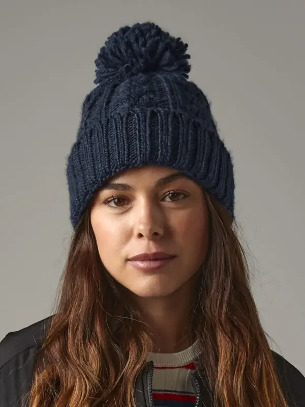 cable knit melange beanie
