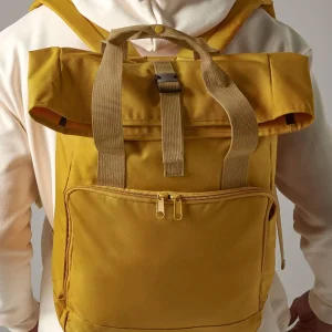recycled twin handle roll top laptop backpack