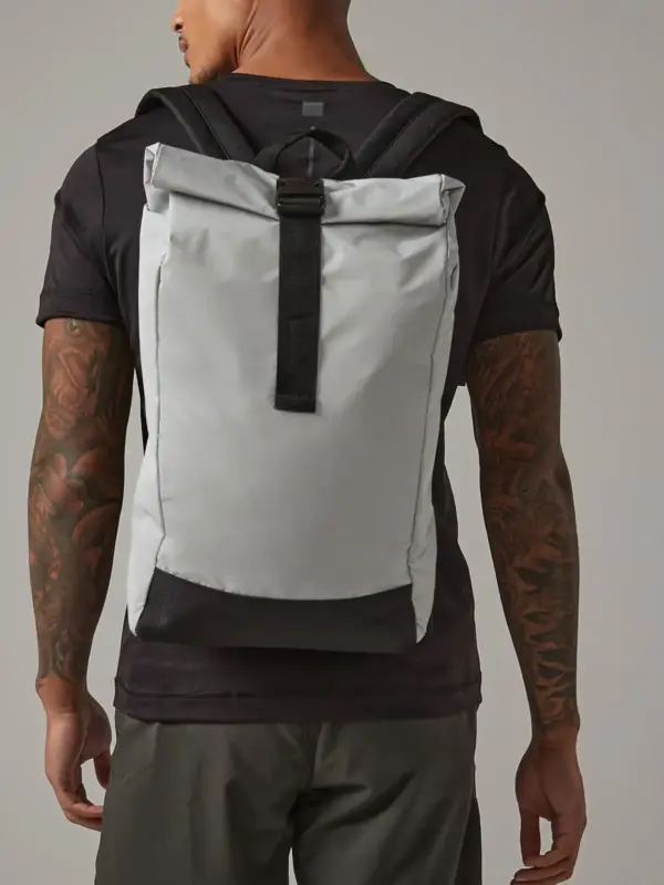 reflective roll top backpack