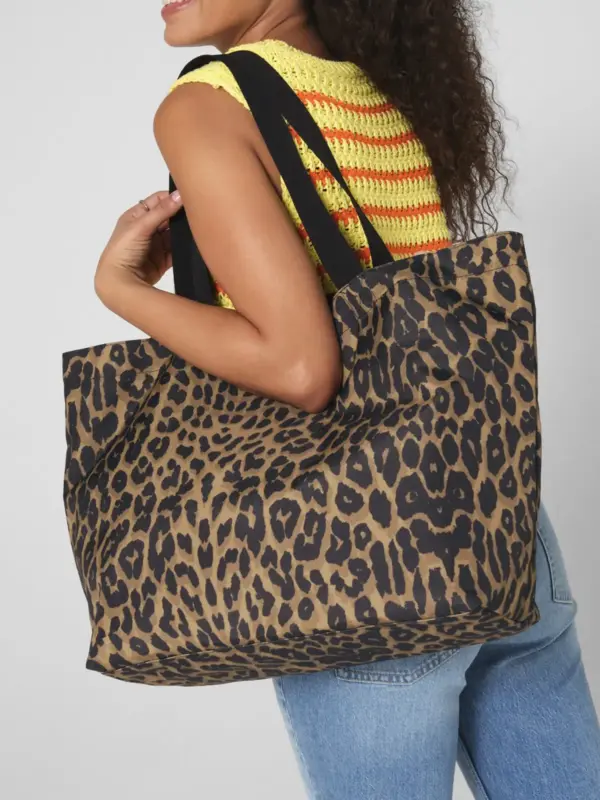 leopard print carryall tote bag