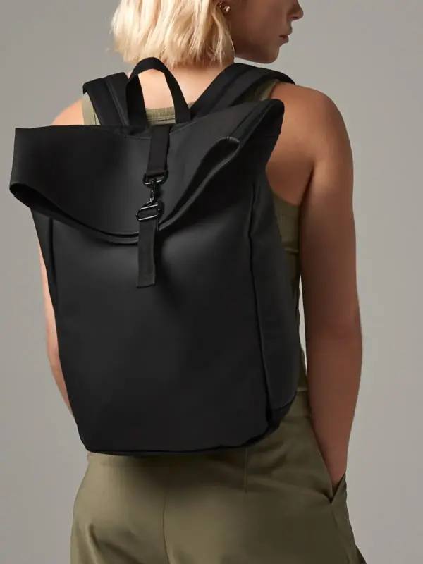 matte pu roll top backpack