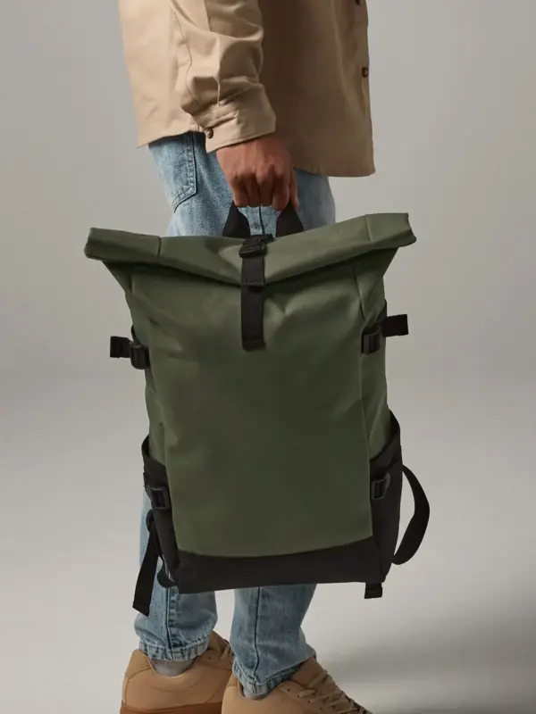 block roll top backpack