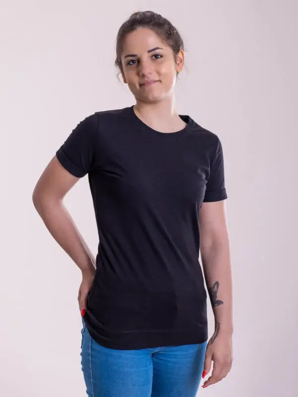 t shirt donna slub con risvolto