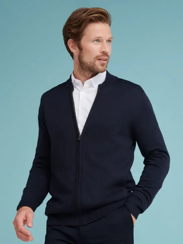 unisex zip through cardigan