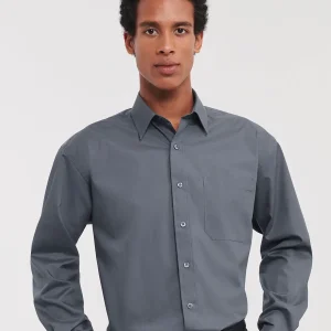 men’s long sleeve polycotton poplin shirt