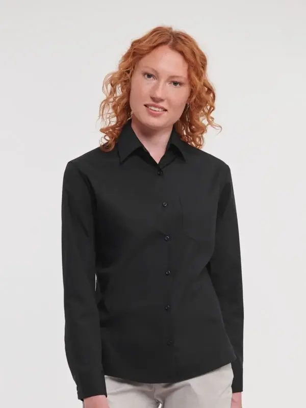 ladies’ long sleeve pure cotton poplin shirt