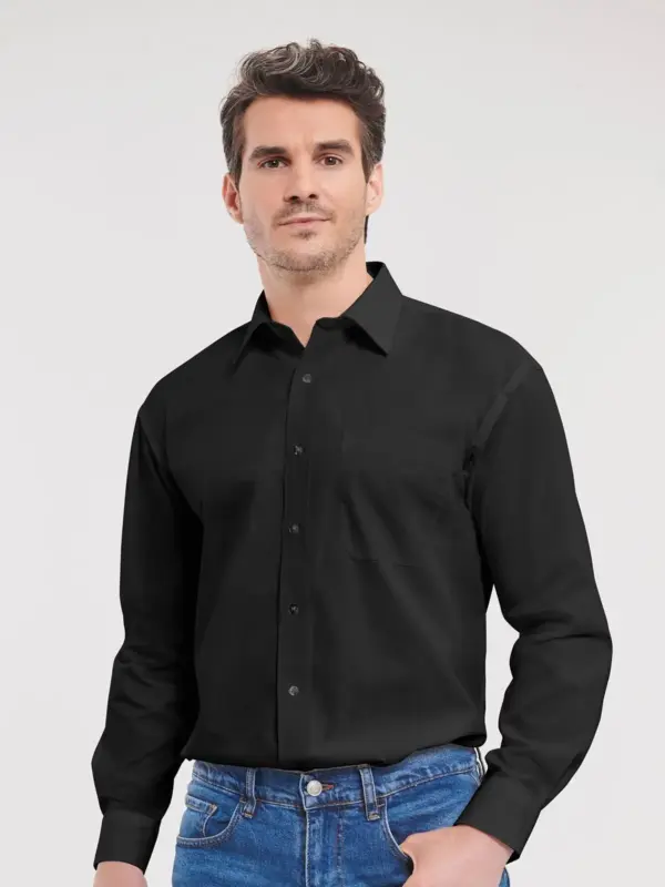 men’s long sleeve pure cotton poplin shirt
