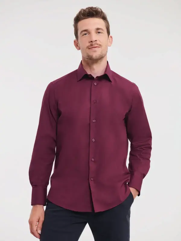 men’s long sleeve easy care fitted shirt