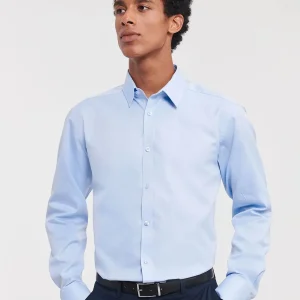 men’s long sleeve tailored herringbone shirt