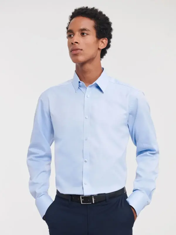 men’s long sleeve tailored herringbone shirt