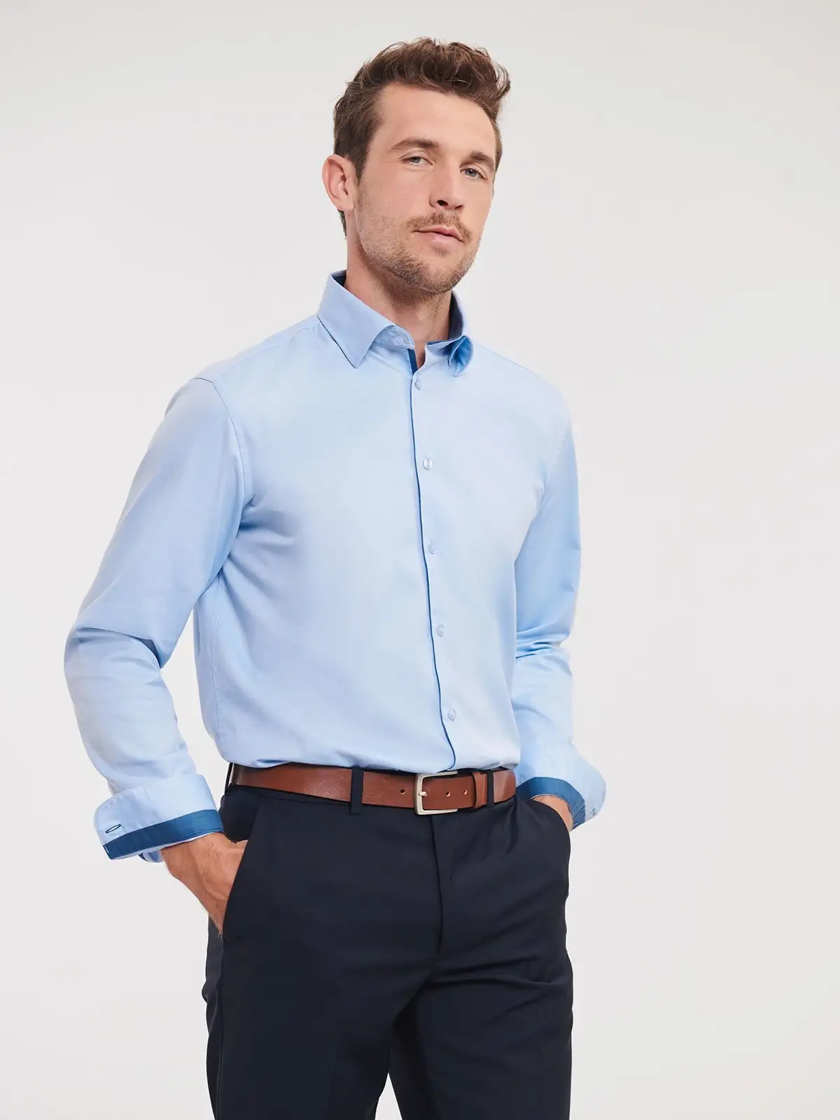 men´s long sleeve tailored contrast herringbone shirt men´s long sleeve tailored contrast herringbone shirt