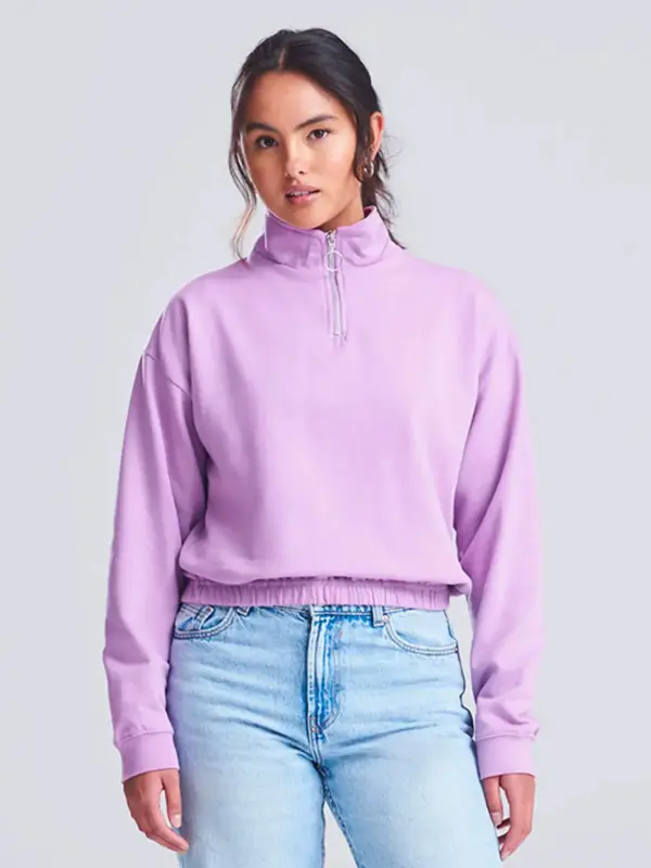womenâs cropped ½ zip sweat