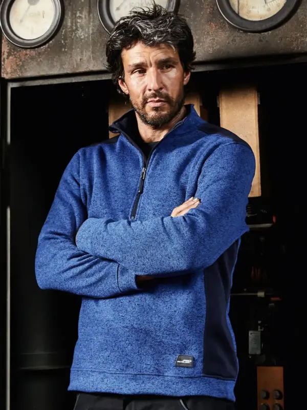 men’s knitted workwear fleece half zip – strong