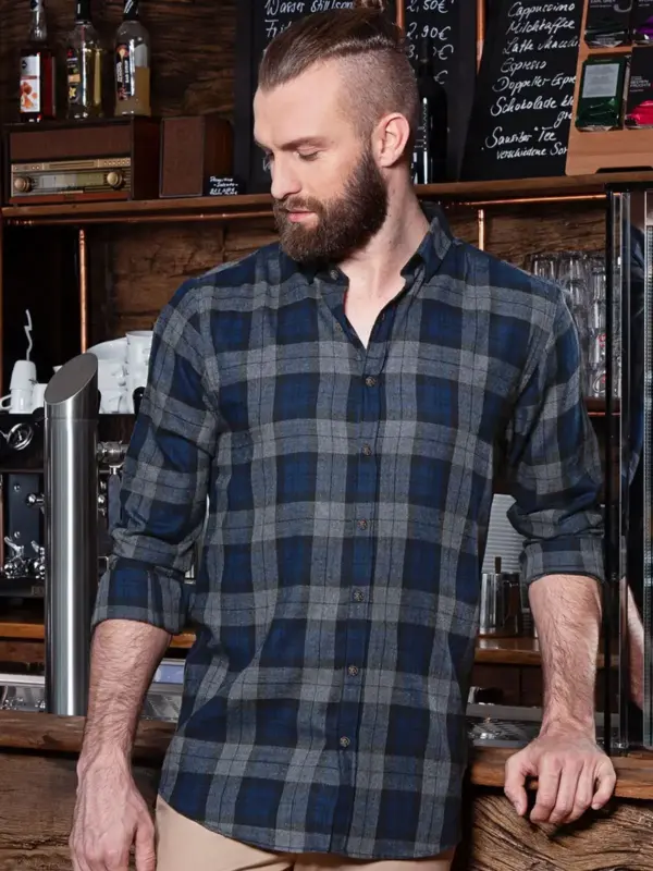 men’s checked shirt urban style