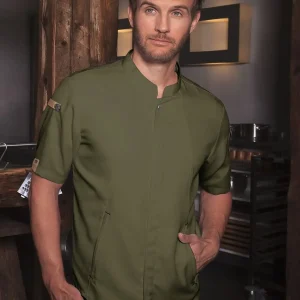 chefs jacket short sleeve green generation
