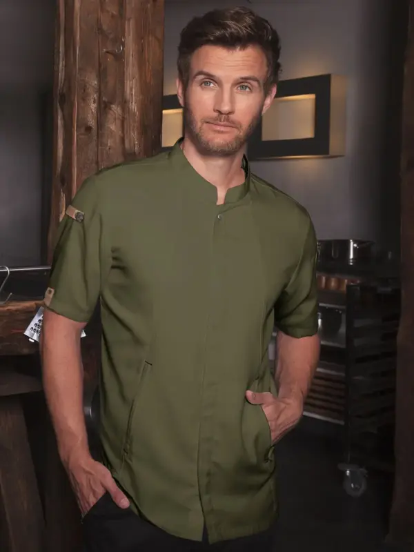 chefs jacket short sleeve green generation