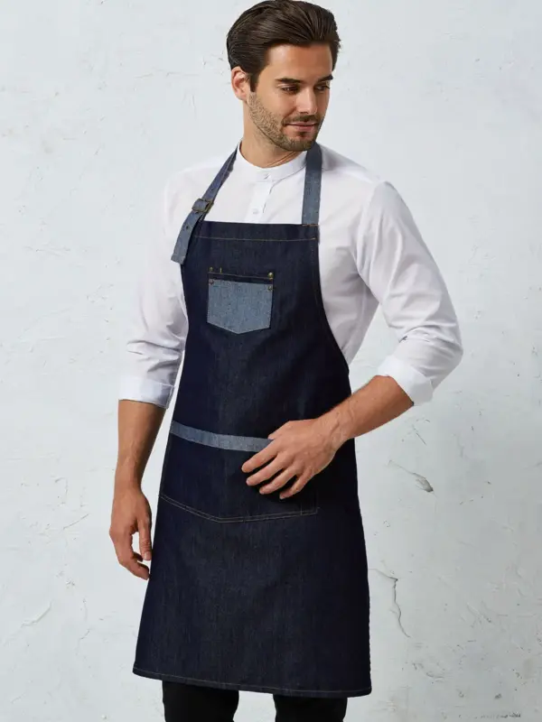 domain contrast denim bib apron