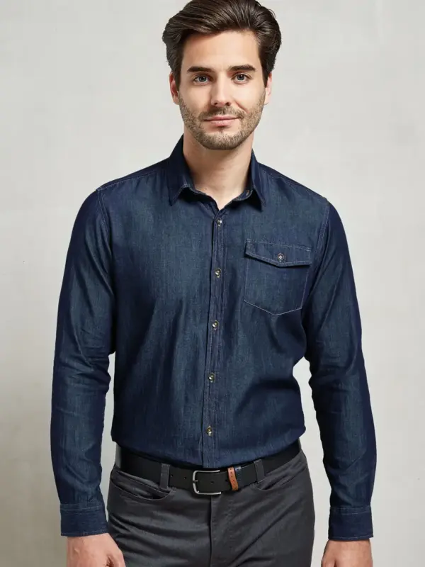 men’âs jeans stitch denim shirt