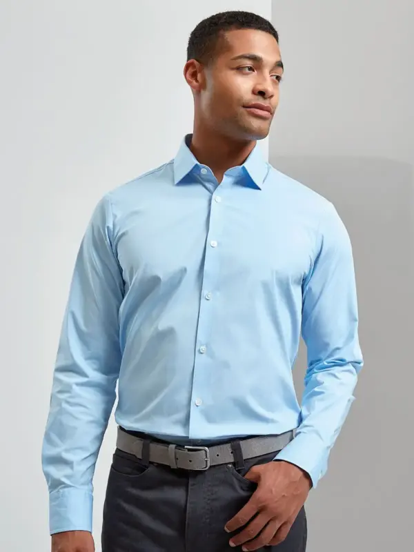 men’s stretch fit cotton poplin long sleeve shirt