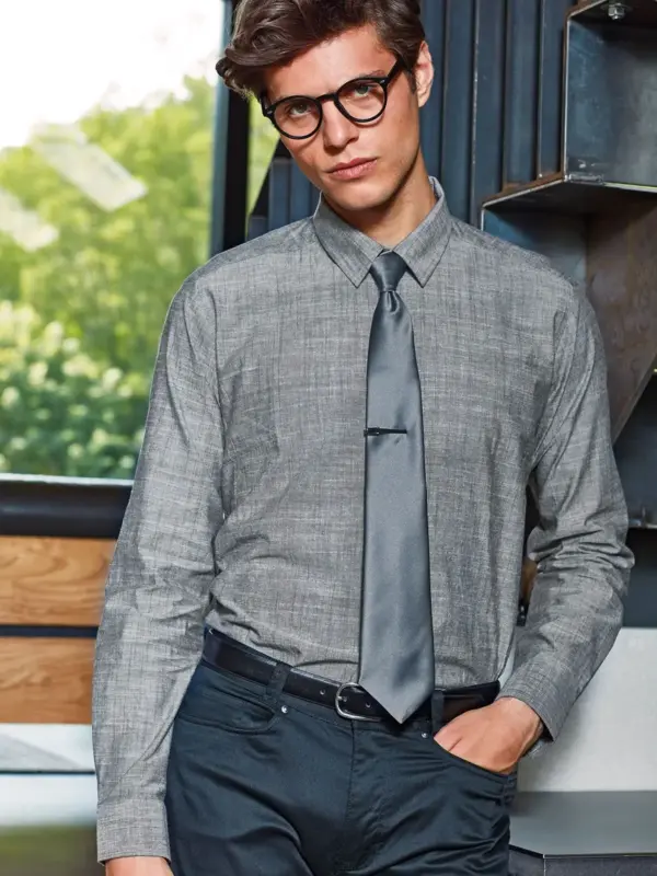 men’s cotton slub chambray long sleeve shirt