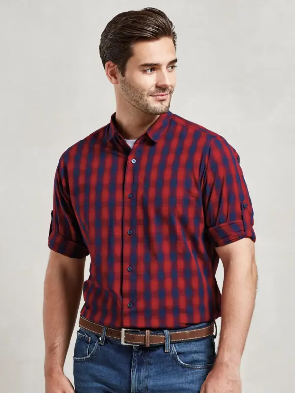 men’s lsl ‘mulligan’ check cotton bar shirt