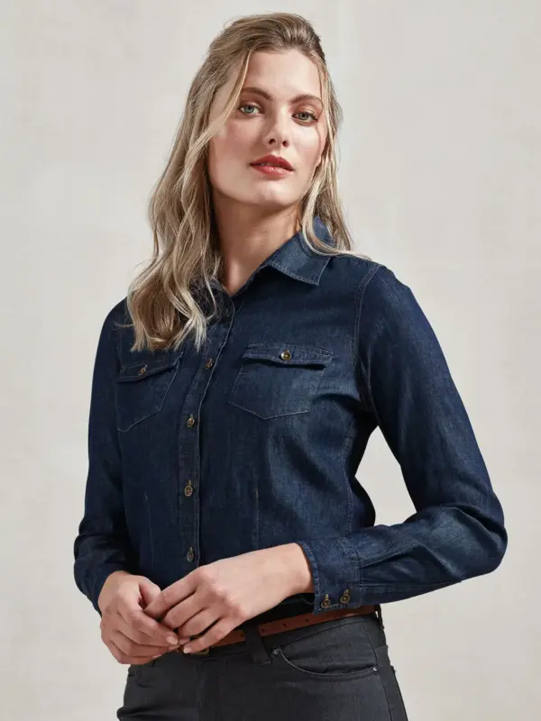 ladies’â jeans stitch denim shirt
