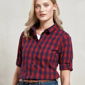 ladies’ lsl ‘mulligan’ check cotton bar shirt t