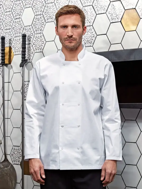long sleeve press stud chef’âs jacket