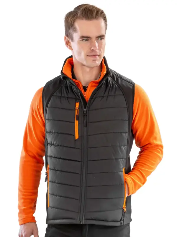 black compass padded softshell gilet