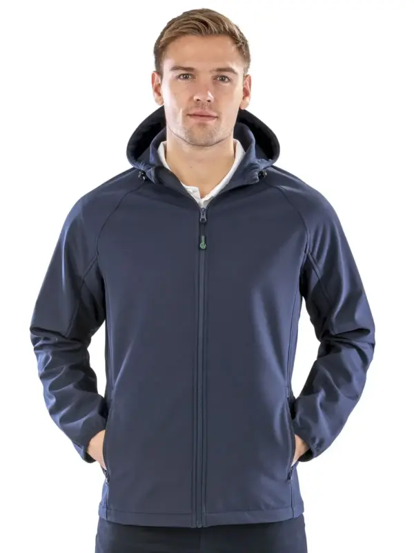 recycled printable 3 layer hooded softshell