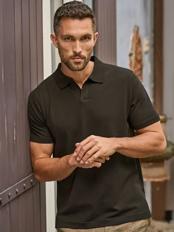 luxury stretch v neck polo
