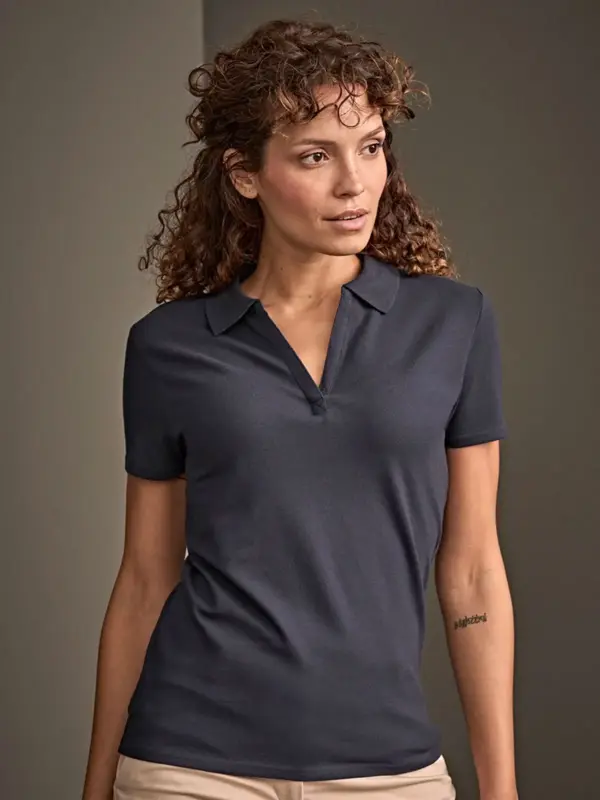 women luxury stretch v polo