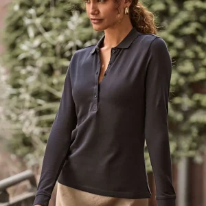 ladies luxury stretch long sleeve polo