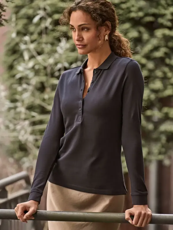 ladies luxury stretch long sleeve polo