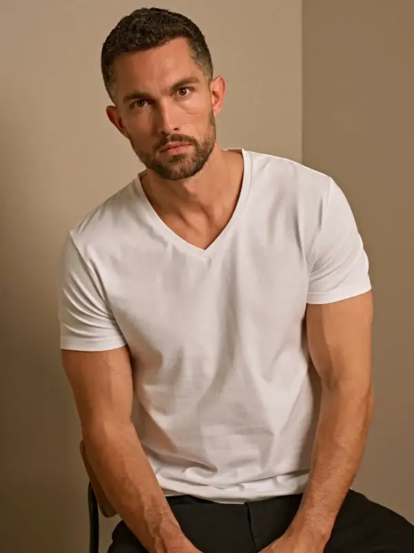 men’s stretch v neck tee