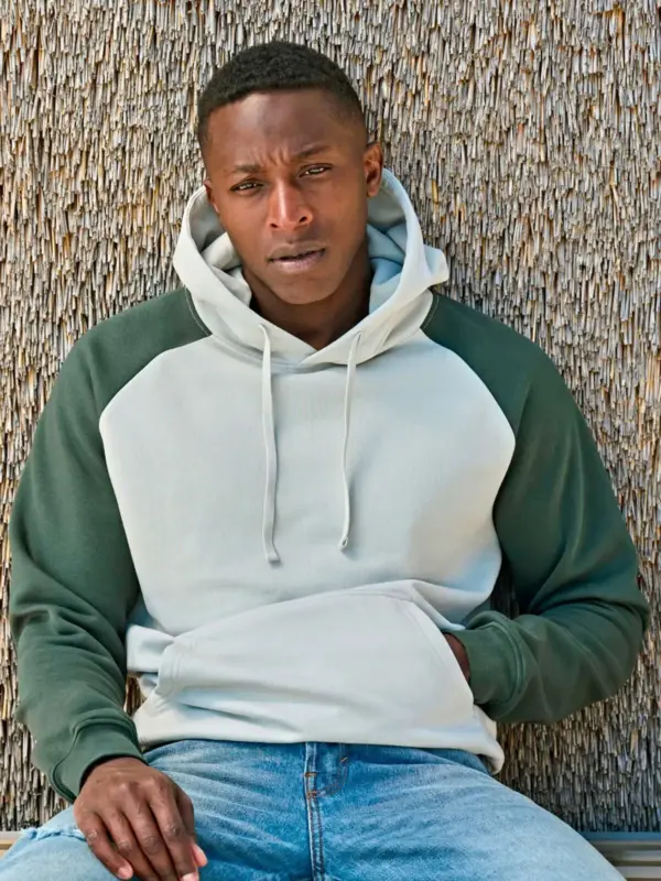 urban two tone hooded sweatshirt