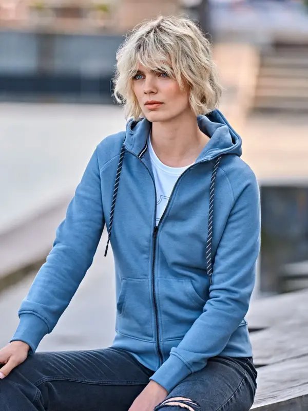 ladies fashion full zip hood