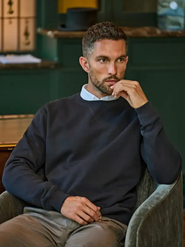 ribbed interlock crew neck