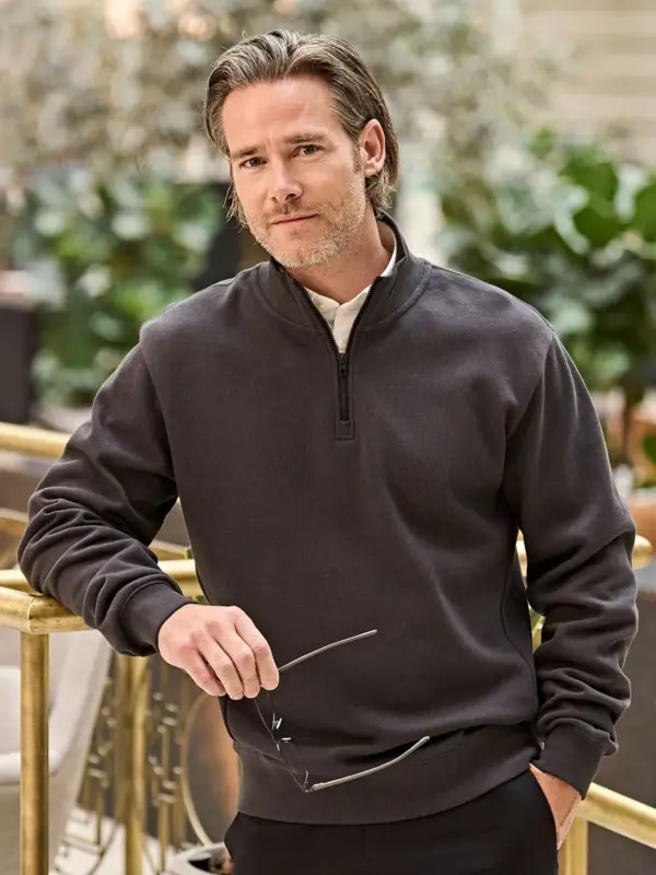 ribbed interlock half zip