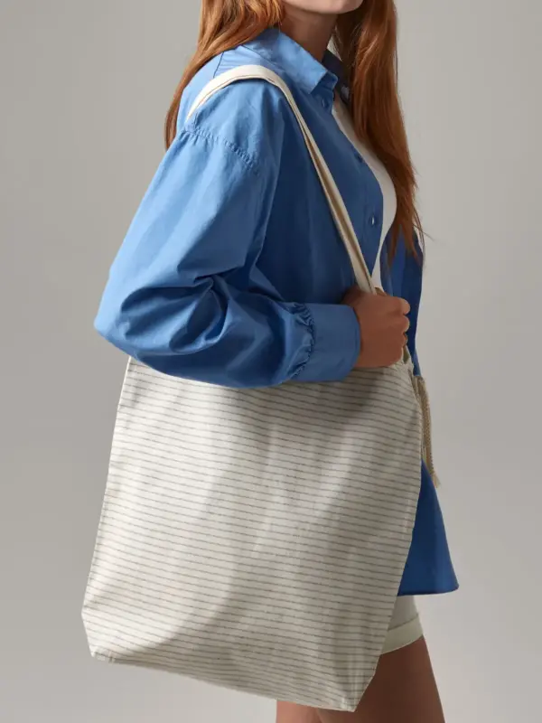 striped organic cotton tote