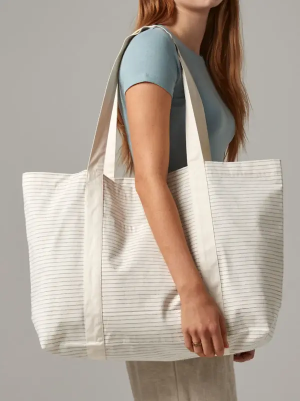 striped organic cotton shopper