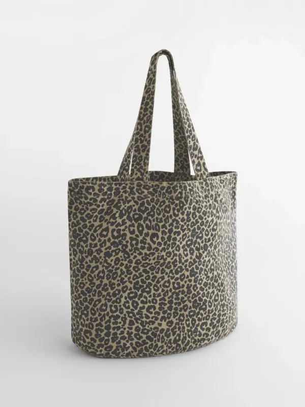 shopper in canvas con stampa leopardata
