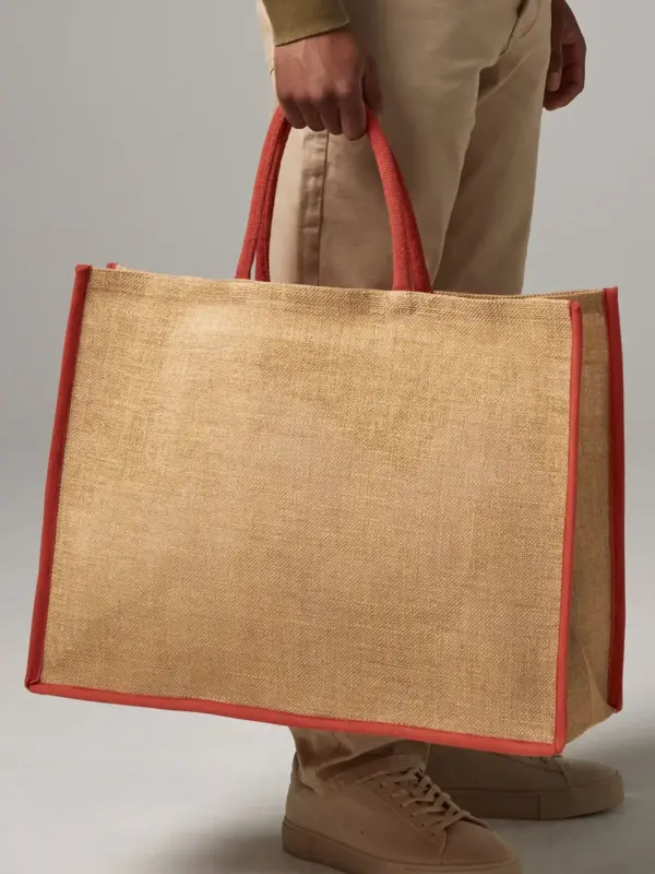 natural starched jute market shopper