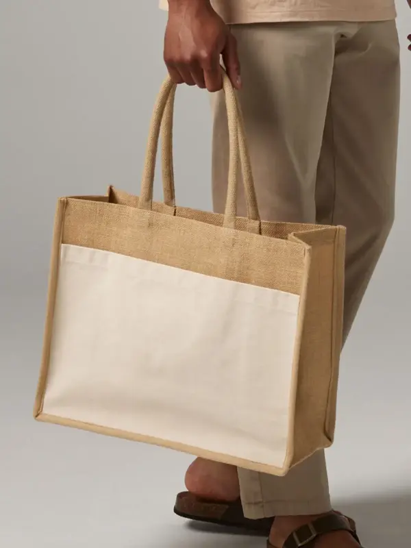 cotton pocket natural starched jute shopper