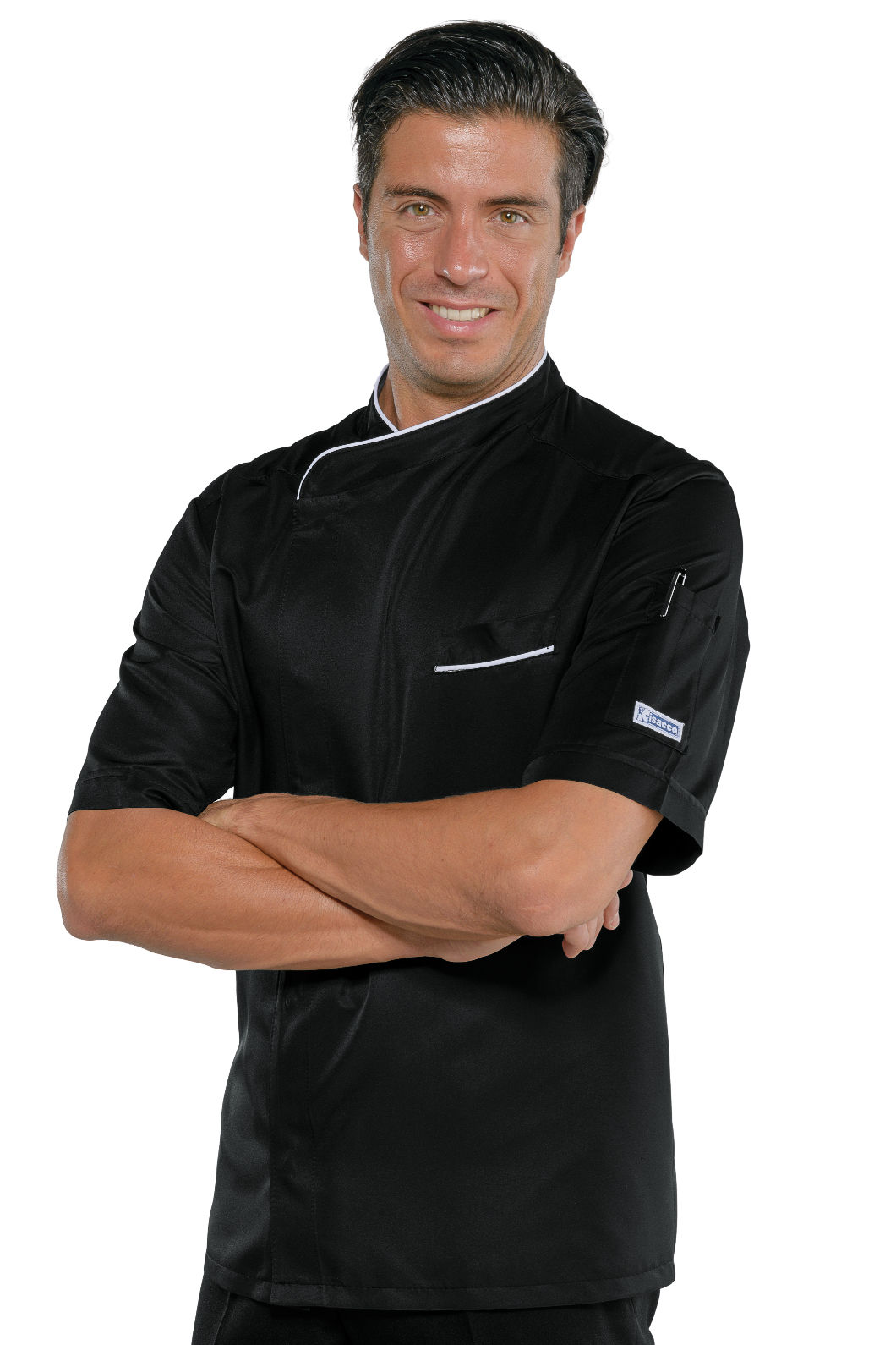 giacca cuoco bilbao mezza manica nero+bianco giacca cuoco bilbao mezza manica nero+bianco